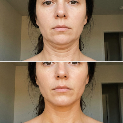 Antes y despues cuello escote